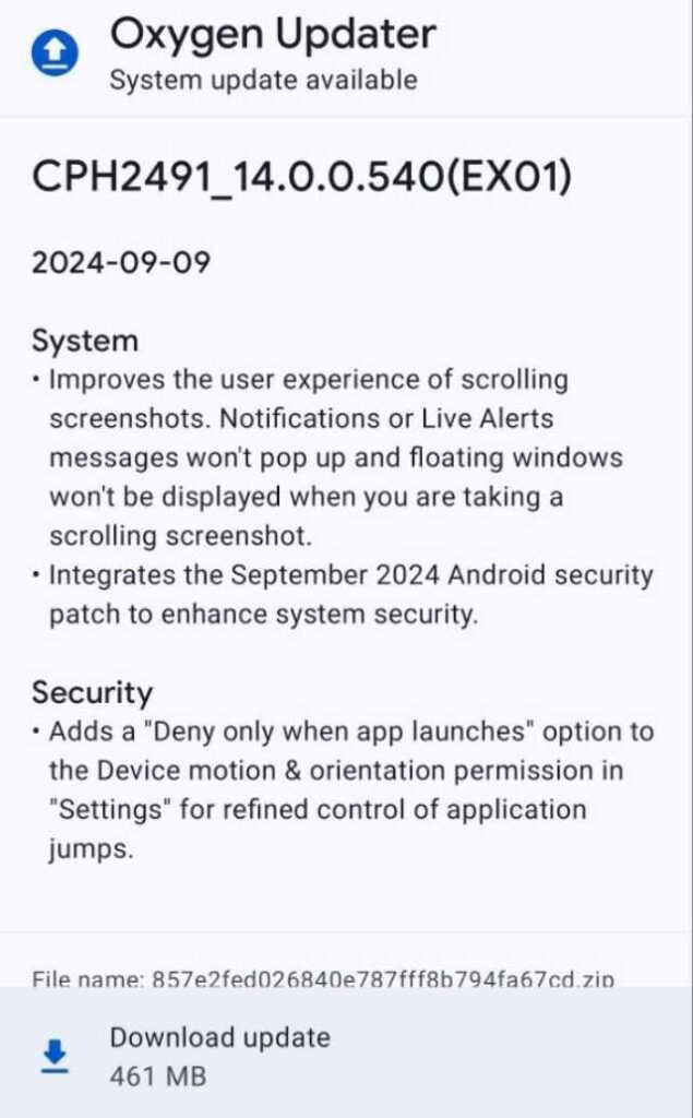 OnePlus Nord 3 5G September 2024 android security patch