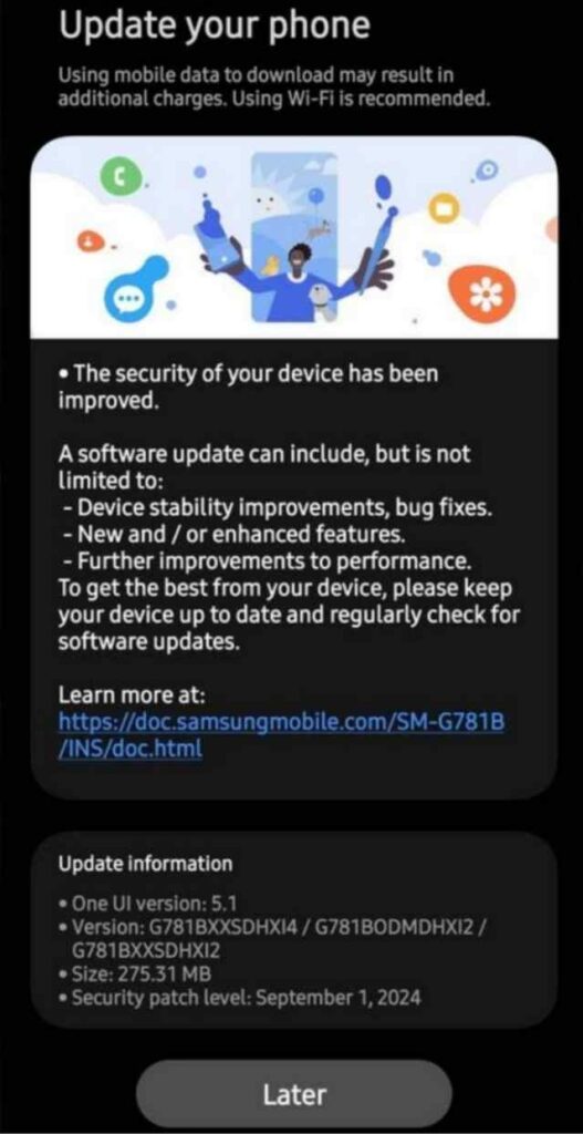 Samsung Galaxy S20 September 2024 Android Security Patch update for Indian Users