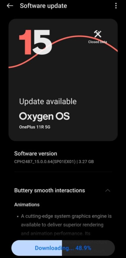 OnePlus 11R 5G OxygenOS 15 Update for Indian users