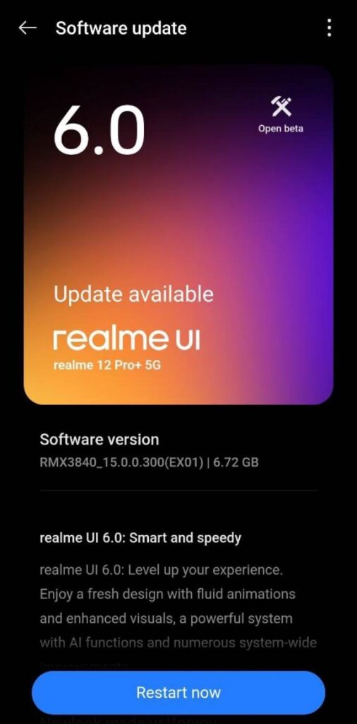 Realme 12 Pro 5G RealmeUI 6.0 Update