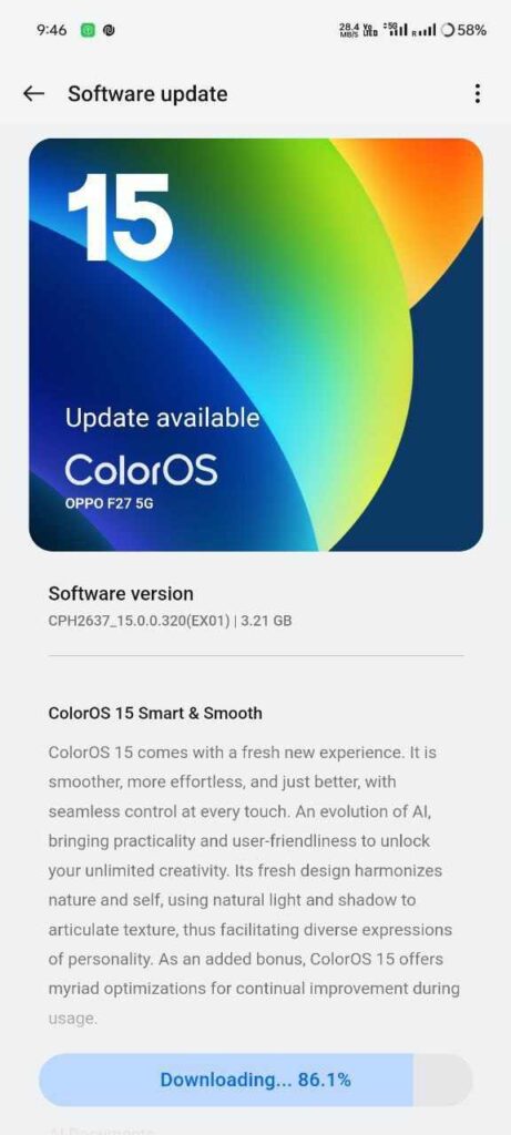 OPPO F27 5G ColorOS 15 Android 15 Update for Indian users