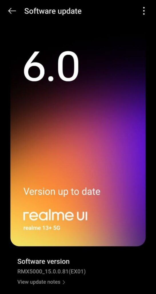 Realme 13 Plus 5G RealmeUI 6.0 Update