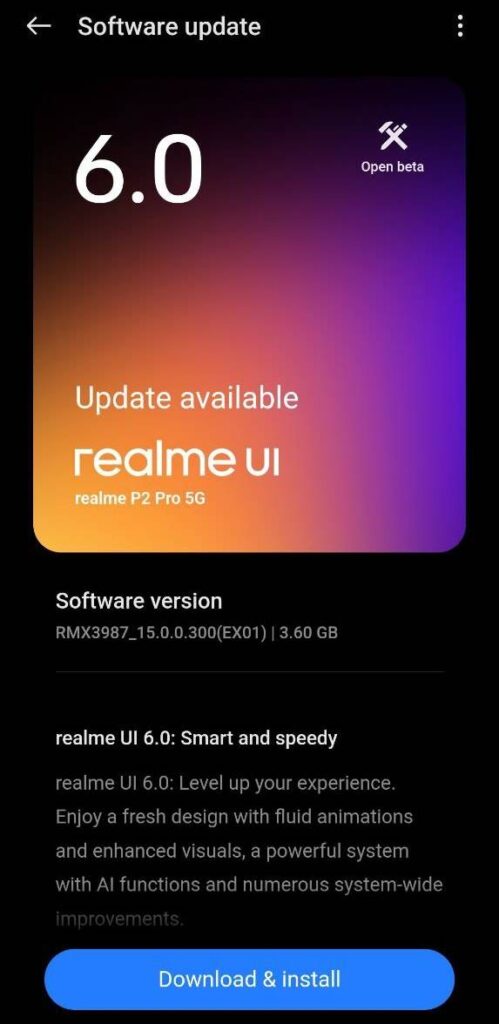 Realme P2 Pro 5G Realme UI 6.0 Update for Indian users